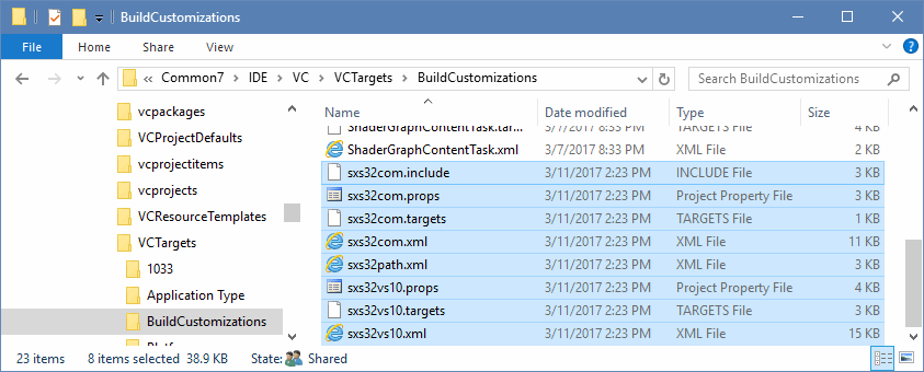 vs2017 files